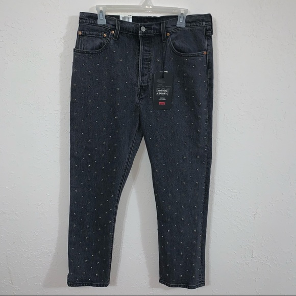 Levi’s 501 BNWT Stud Embellished Black Crop Jeans. - Picture 3 of 12